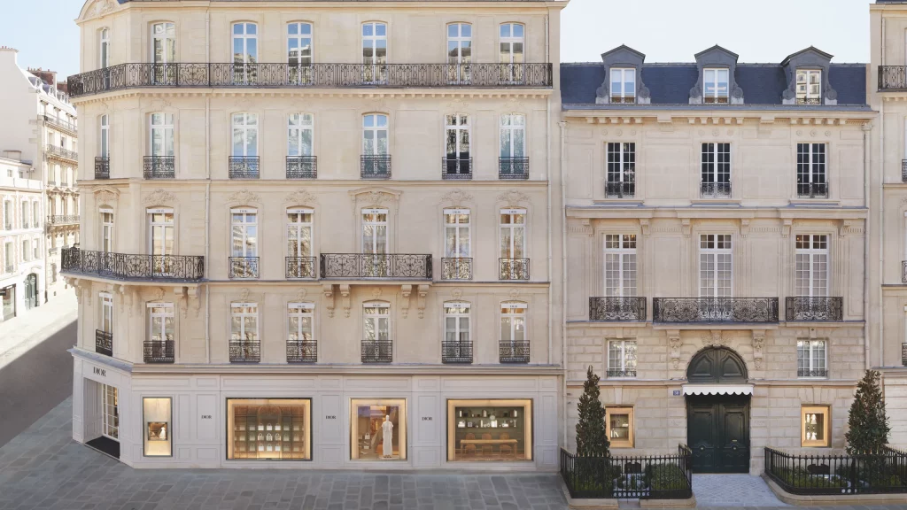 Paris, France: Avenue Montaigne, famous shopping avenue with